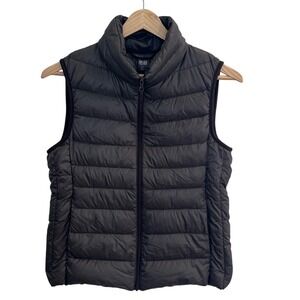 Uniqlo Women's Dark Choloclate Brown Quilted Puffer Down Vest Size Small Zip Up